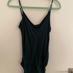 Dark green satin cowl neck cami.